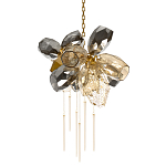 Люстра подвесная со стеклянными плафонами из дымчатого и золотистого с шестью вертикальными подвесками Gilded Mirage  варинант исполнения - 1 | Loft Concept в Волгограде