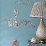 Обои с вышивкой ручной работы Amami Waves Moonbeam colourway on silk moire варинант исполнения - 4 | Loft Concept в Волгограде