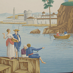 Обои ручная роспись Views of Italy Olive варинант исполнения - 1 | Loft Concept в Волгограде