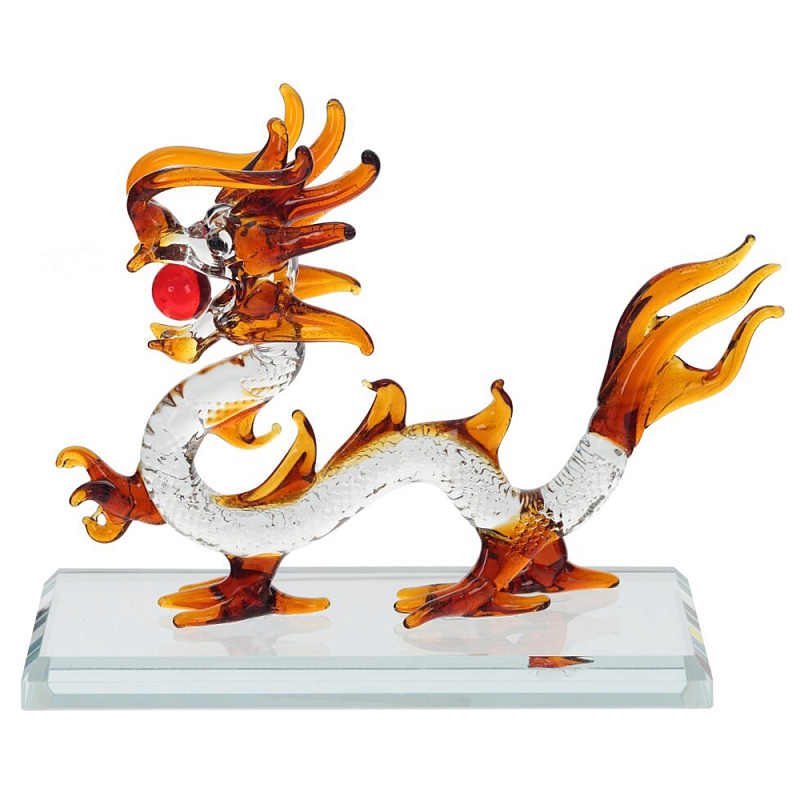Декоративная стеклянная статуэтка Дракон Glass Dragon Statuette Прозрачное Стекло Янтарный Красный Декоративная стеклянная статуэтка Дракон Glass Dragon Statuette Прозрачное Стекло Янтарный Красный в Волгограде | Loft Concept