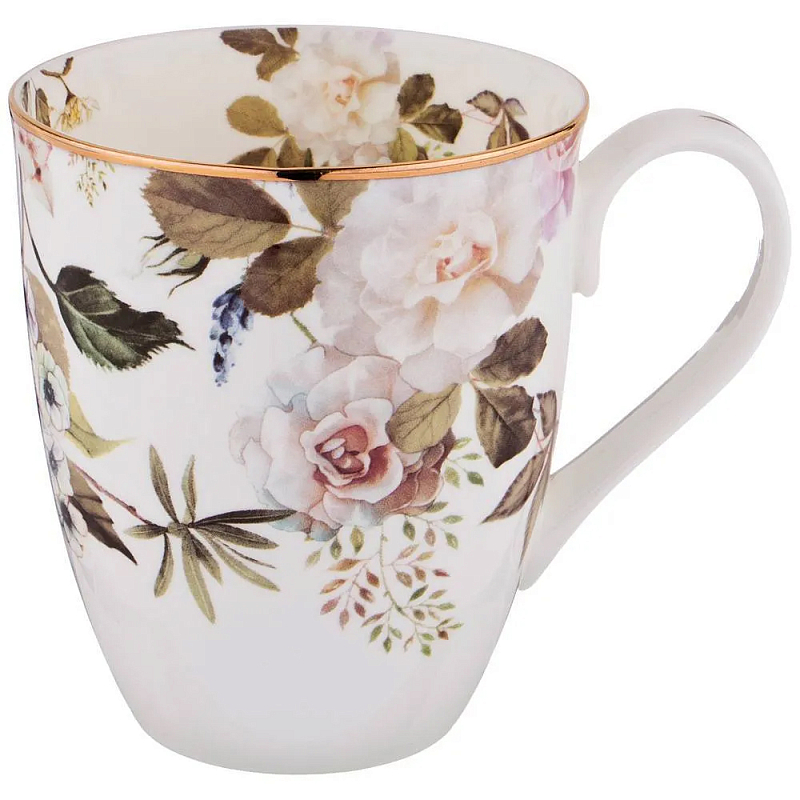 Кружка белая из фарфора с рисунком цветов 400 мл Garden Whisper Porcelain Set Белый Мульти Кружка белая из фарфора с рисунком цветов 400 мл Garden Whisper Porcelain Set Белый Мульти в Волгограде | Loft Concept