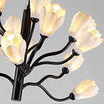 Люстра подвесная черного цвета с ветвями и белыми фарфоровыми цветами Floralis варинант исполнения - 6 | Loft Concept в Волгограде