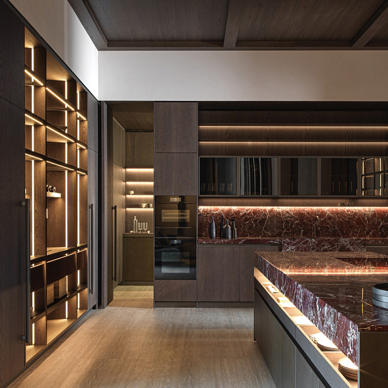 Кухонный гарнитур из красного мрамора и дерева VVD Dada Engenereed Kitchen Красный Мрамор Rosso Коричневый Кухонный гарнитур из красного мрамора и дерева VVD Dada Engenereed Kitchen Красный Мрамор Rosso Коричневый в Волгограде | Loft Concept