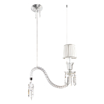 Подвесной светильник с белым текстильным абажуром и изогнутым хрустальным основанием с подвесками Lustre Reverie варинант исполнения - 2 | Loft Concept в Волгограде