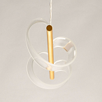 Люстра линейная золотистого цвета с двумя прозрачными волнистыми элементами Wave Line варинант исполнения - 8 | Loft Concept в Волгограде