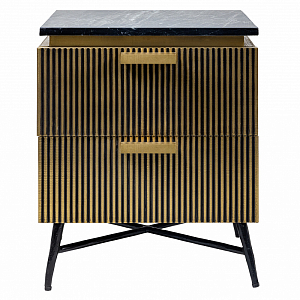 Тумбочка из массива со столешницей из мрамора Nocturne