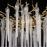 Люстра золотого цвета с декоративными ветками и длинными прозрачными стеклянными подвесами в форме сосулек Droplet Chandelier варинант исполнения - 10 | Loft Concept в Волгограде