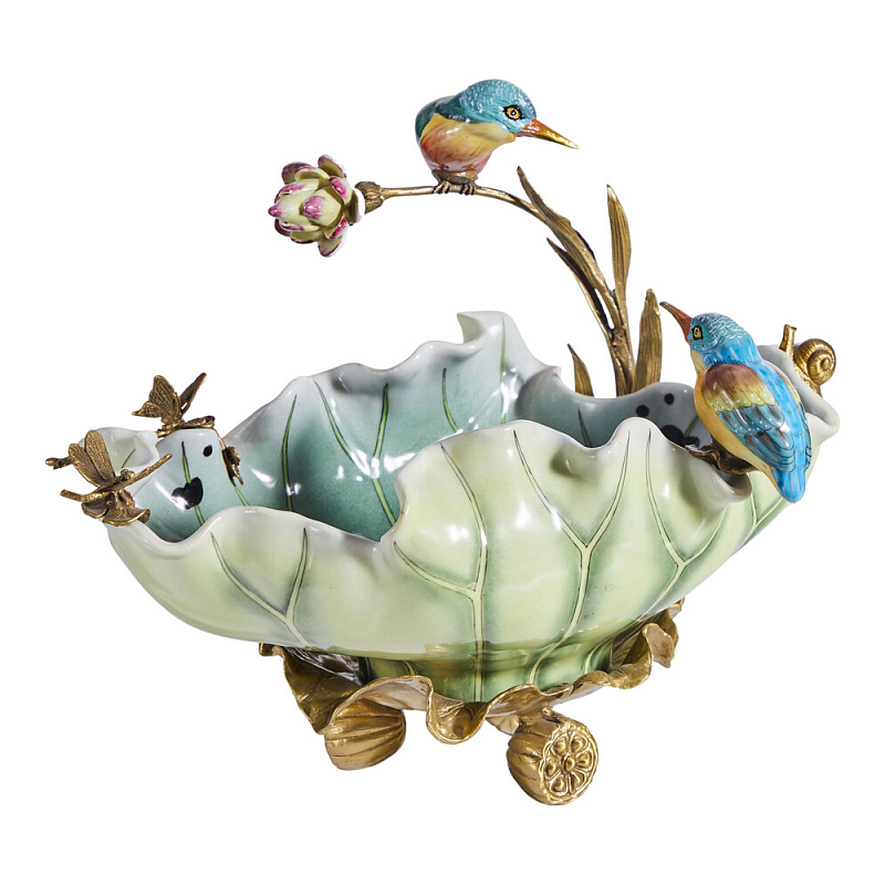 Чаша в виде листка лотоса с птицами Eden Garden Мульти Бронза в Волгограде | Loft Concept 