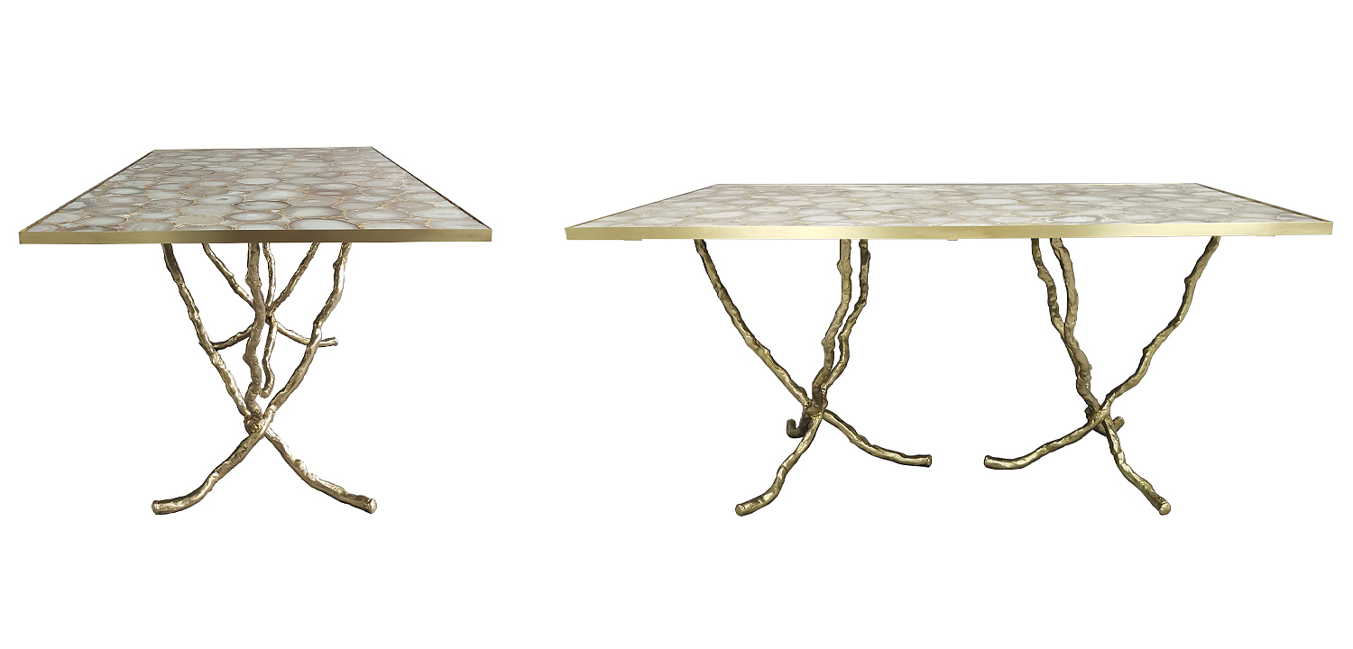 Обеденный стол Agate Design Beige Gold Dining Table Обеденный стол Agate Design Beige Gold Dining Table - Loft-Concept в Волгограде