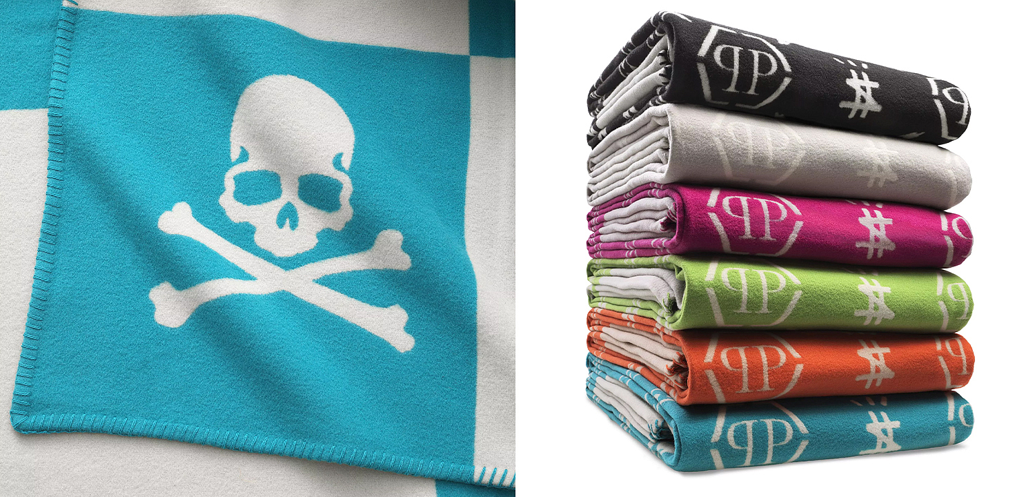 Плед Philipp Plein Plaid Cashmere Skull Blue Плед Philipp Plein Plaid Cashmere Skull Blue - Loft-Concept в Волгограде