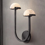 Бра с 2-мя мраморными плафонами на черном корпусе Light Warm Light варинант исполнения - 3 | Loft Concept в Волгограде