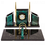Настольный письменный набор из змеевика с часами Successful Leader варинант исполнения - 1 | Loft Concept в Волгограде