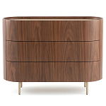 Комод округлой формы с тремя ящиками Walnut and Leather варинант исполнения - 1 | Loft Concept в Волгограде