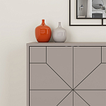 Комод бежево-серый с 4-мя дверцами с геометрическим рисунком на металлических ножках DUNE CONSOLE LIGHT MOCHA варинант исполнения - 4 | Loft Concept в Волгограде