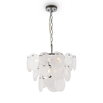 Люстра из белых стеклянных дисков на серебрянном каркасе White Glowing Reflectors варинант исполнения - 3 | Loft Concept в Волгограде