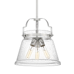 Подвесной светильник с прозрачным стеклянным плафоном в форме колокола с эффектом пузырьков и тремя лампами Quoizel варинант исполнения - 1 | Loft Concept в Волгограде