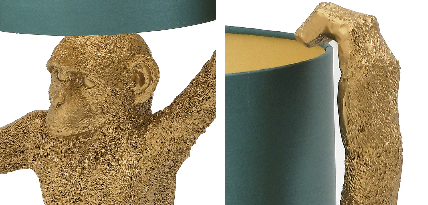 Настольная лампа Gold Monkey Holding Lampshade Настольная лампа Gold Monkey Holding Lampshade - Loft-Concept в Волгограде
