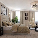 Кровать двуспальная бежевая с основанием из массива дерева с мягким изголовьем Flax Beds варинант исполнения - 4 | Loft Concept в Волгограде