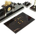 Настольный письменный набор из чёрного обсидиана с декором в виде льва Golden Lion варинант исполнения - 3 | Loft Concept в Волгограде