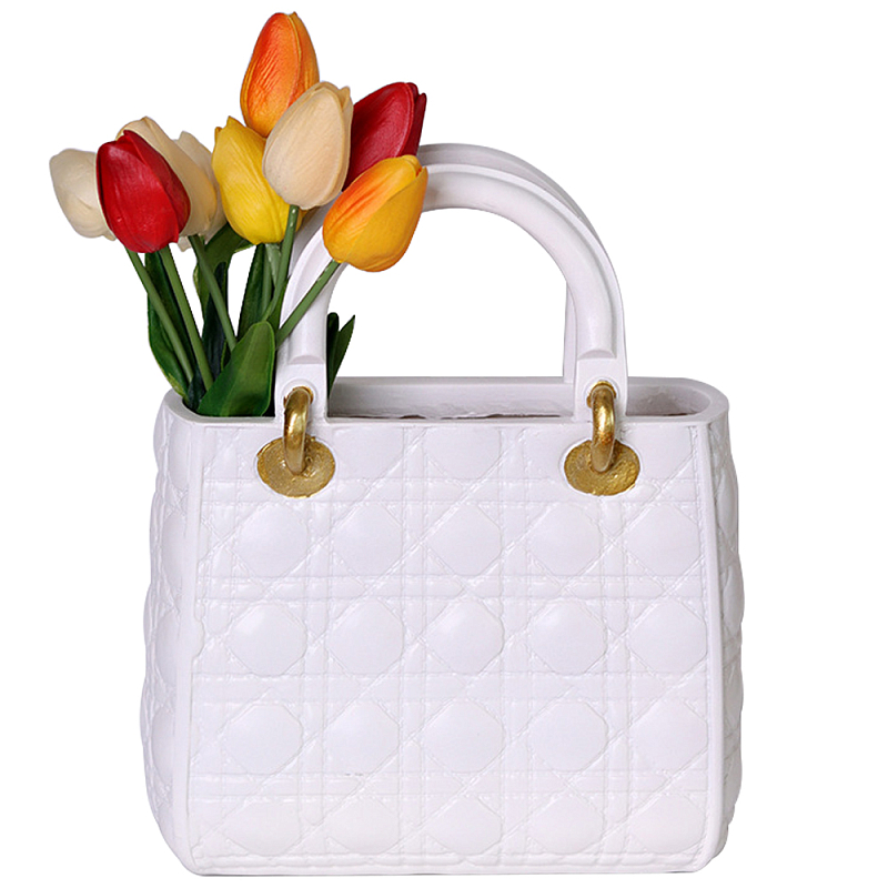 Декоративная ваза в виде сумки Bag Vase White Белый Золотой Декоративная ваза в виде сумки Bag Vase White Белый Золотой в Волгограде | Loft Concept