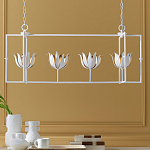 Люстра белая прямоугольная с абажурами в виде цветков тюльпана White Tulips варинант исполнения - 8 | Loft Concept в Волгограде