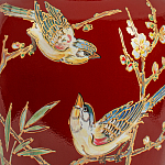 Настольная лампа бордовая с изображением птиц Slip Away варинант исполнения - 6 | Loft Concept в Волгограде