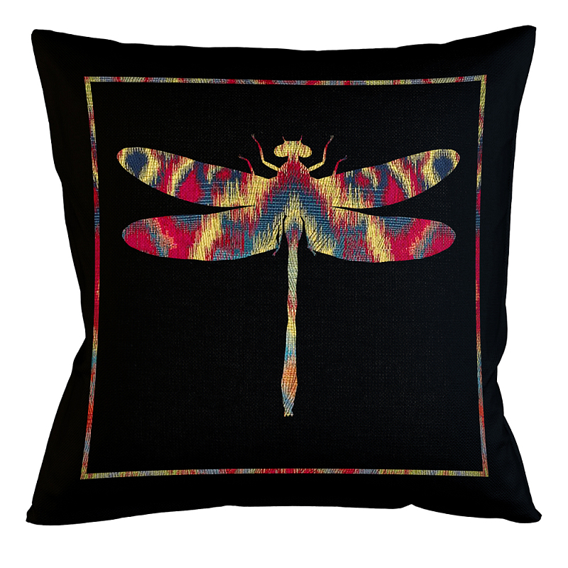 Подушка декоративная стрекоза разноцветная Ikat Pattern Черный Мульти Бежевый Подушка декоративная стрекоза разноцветная Ikat Pattern Черный Мульти Бежевый в Волгограде | Loft Concept