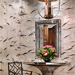 Обои ручная роспись Fishes Blue Pearl on Tarnished Silver gilded silk with pearlescent antiquing варинант исполнения - 1 | Loft Concept в Волгограде