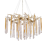 Люстра подвесная золотого цвета с разветвленными ветвями и прозрачными стеклянными подвесками Droplet Chandelier варинант исполнения - 1 | Loft Concept в Волгограде