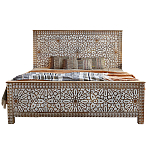 Двуспальная кровать из массива манго с резьбой Celestino Grey Mango Bed варинант исполнения - 1 | Loft Concept в Волгограде