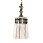 Подвесной светильник с подвесом из деревянных бусин и абажуром из кисточек Аmbiance варинант исполнения - 1 | Loft Concept в Волгограде
