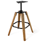 Барный стул со спинкой и металлической подставкой на 4-х деревянных ножках Бежевый Велюр Vendramin Chair варинант исполнения - 8 | Loft Concept в Волгограде