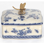 Фарфоровая шкатулка с бронзовой стрекозой Blue and White варинант исполнения - 3 | Loft Concept в Волгограде