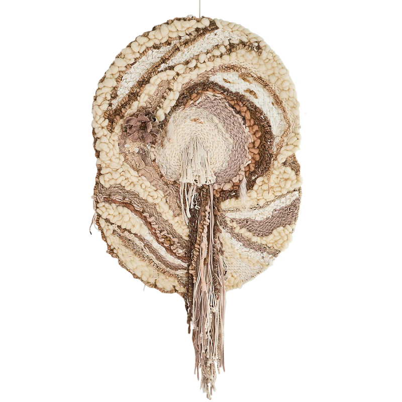 Овальный Современный Гобелен Абстракция в бежевых тонах Shallow Светло-бежевый Коричневый в Волгограде | Loft Concept 