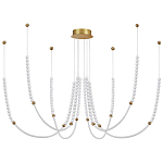 Люстра подвесная с 6-ю изогнутыми плафонами и белыми декоративными шариками PEARLS Suspension варинант исполнения - 1 | Loft Concept в Волгограде