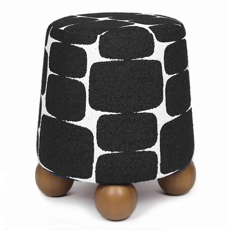 Пуф Wakonda Черно-Белый с круглыми ножками Белый Черный Коричневый в Волгограде | Loft Concept 