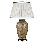 Настольная лампа восточная с основанием из керамики серебряная с цветочным и лиственным декором и белым плиссированным абажуром Elstead Lighting варинант исполнения - 1 | Loft Concept в Волгограде