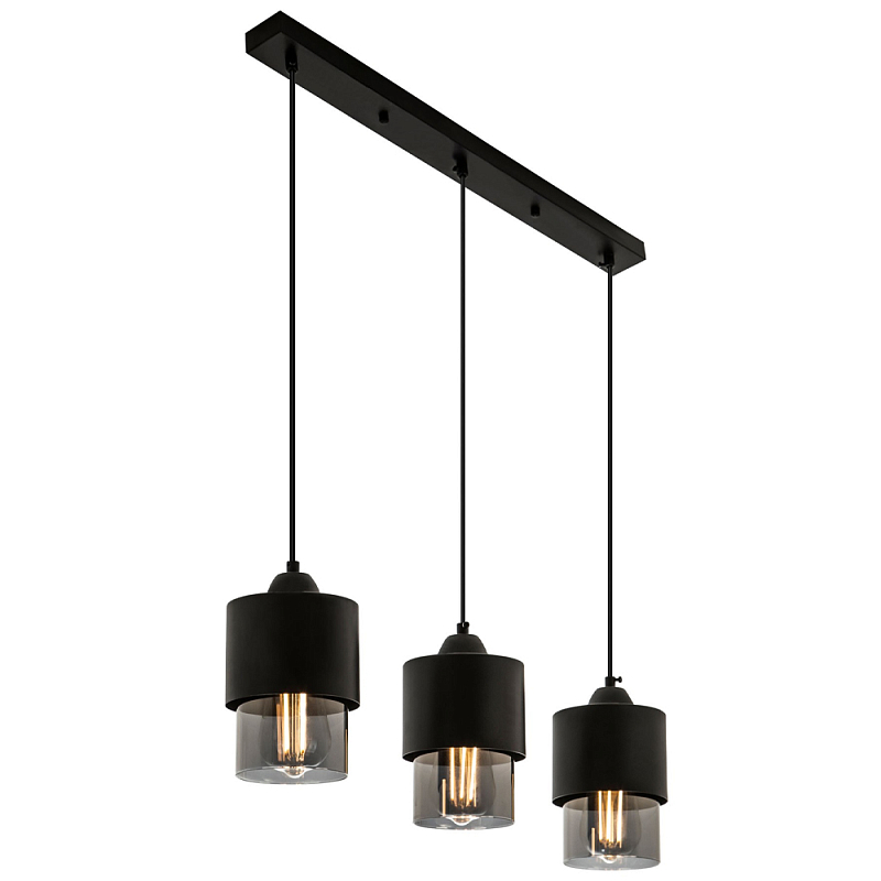 Подвесной светильник с 3-мя плафонами из дымчатого стекла Volta Flos Trio Hanging Lamp Черный Стекло Смок Подвесной светильник с 3-мя плафонами из дымчатого стекла Volta Flos Trio Hanging Lamp Черный Стекло Смок в Волгограде | Loft Concept