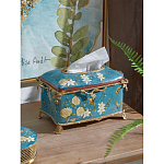 Салфетница прямоугольная голубого цвета с цветами и бабочками Blue Garden варинант исполнения - 3 | Loft Concept в Волгограде