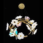 Люстра круглая на золотом каркасе с птичками и цветочным декором Miscellaneous herbs варинант исполнения - 8 | Loft Concept в Волгограде