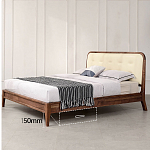 Кровать двуспальная с каркасом из дерева и мягким изголовьем Moon Walnut Bed варинант исполнения - 6 | Loft Concept в Волгограде