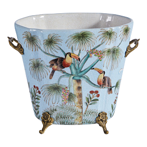 Кашпо из голубого фарфора с бронзовыми элементами Blue Garden