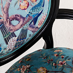 Полукресло из массива бука бирюзовое с изображением птиц и цветов Turquoise Chinoiserie Garden Chair варинант исполнения - 4 | Loft Concept в Волгограде
