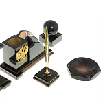 Настольный письменный набор с часами из природного камня обсидиана National Еmblem варинант исполнения - 5 | Loft Concept в Волгограде