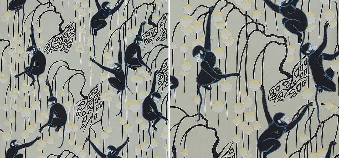 Обои ручная роспись Deco Monkeys Terracotta on Icefield dyed silk Обои ручная роспись Deco Monkeys Terracotta on Icefield dyed silk - Loft-Concept в Волгограде