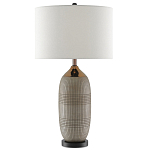 Настольная лампа керамическая с тканевым цилиндрическим абажуром Bullet варинант исполнения - 2 | Loft Concept в Волгограде