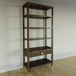 Стеллаж Elsa Dreams Walnut со стеклянными полками и ящиком варинант исполнения - 1 | Loft Concept в Волгограде