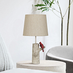 Настольная лампа с тканевым абажуром и основанием в виде птицы на дереве Simurq варинант исполнения - 3 | Loft Concept в Волгограде