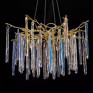 Люстра на подвесе с каркасом из металла и цветными подвесками из стекла Droplet Chandelier