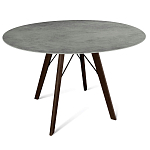 Стол обеденный с серой овальной столешницей из керамики на четырех деревянных ножках Gray Ceramics варинант исполнения - 1 | Loft Concept в Волгограде